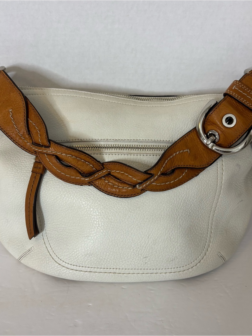 Vintage Coach Soho Leather Hobo Bag with Tan Braided Strap Lavender Lining